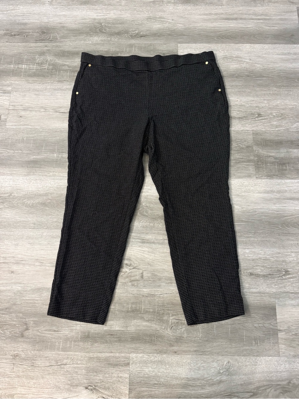 Anne Klein Black Textured Stretch Dress Pants for Women